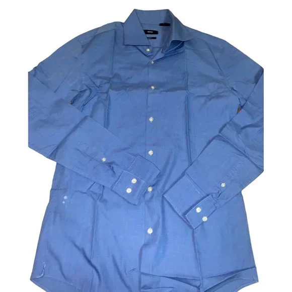boss dress shirts slim fit Hugo Boss Sport Shirt Midnight Gray Pattern L Slim Fit REDUCED - SALE main image 1